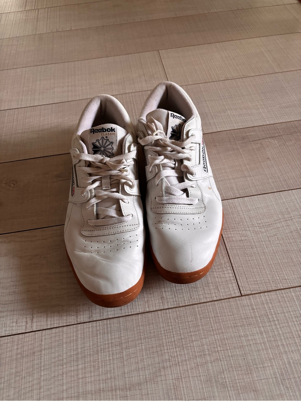 Reebok Men's Workout Low White Leather Sneakers with Gum Outsole
